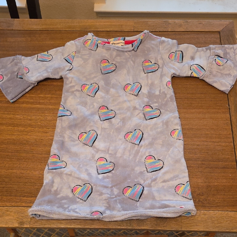 Appaman Gray Dress with Rainbow Hearts